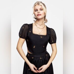 NWT Disturbia Insectarium Embroidered Organza Corset Top US 2 / UK 6